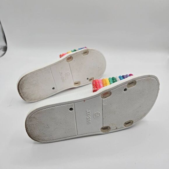 Lola & The Boys Rainbow Slides Size 36 US 5 Glitter Sandals - Picture 7 of 8